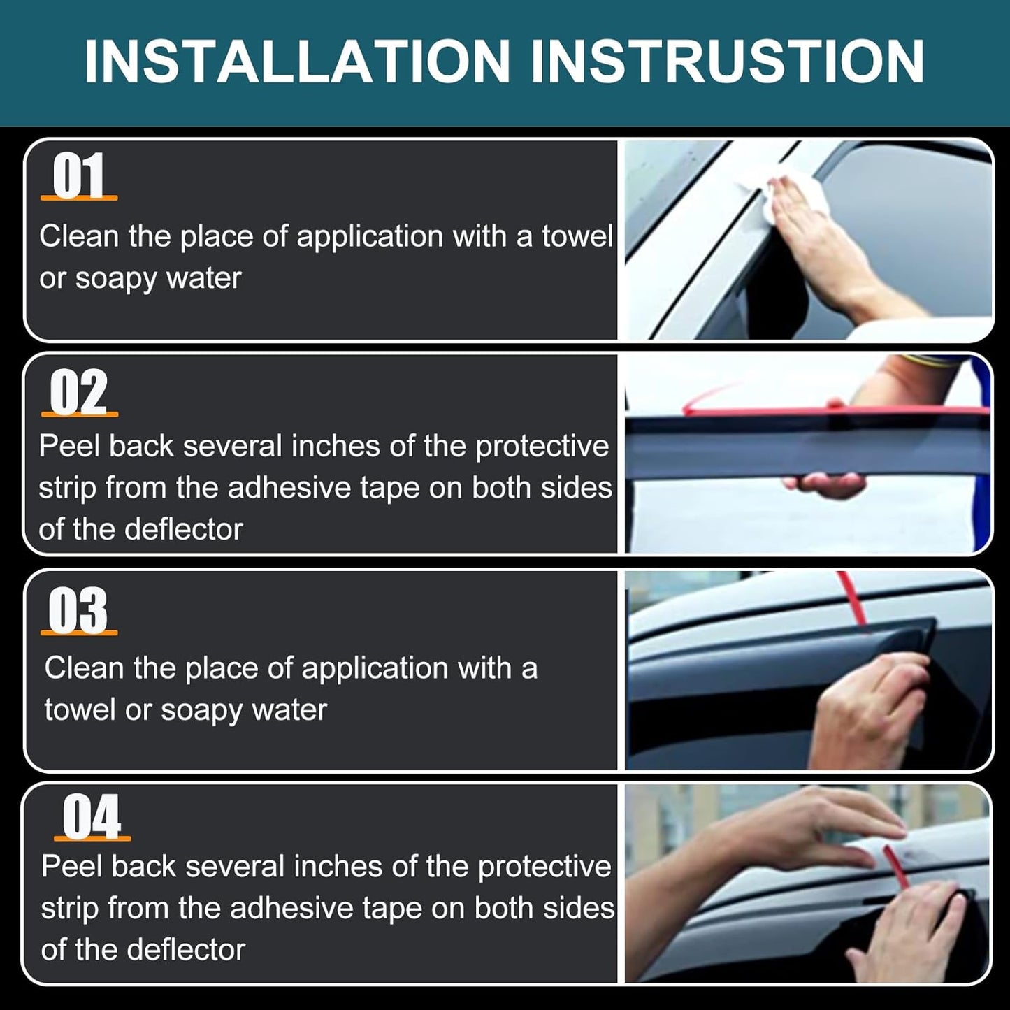 4pcs Rain Guards for 2024-2026 Toyota Tacoma Double Cab, Easy-to-Install Rain Guards for Car Window - Out-Channel Vent Visors Accessories for Truck, Side Window Wind Deflectors & Visors