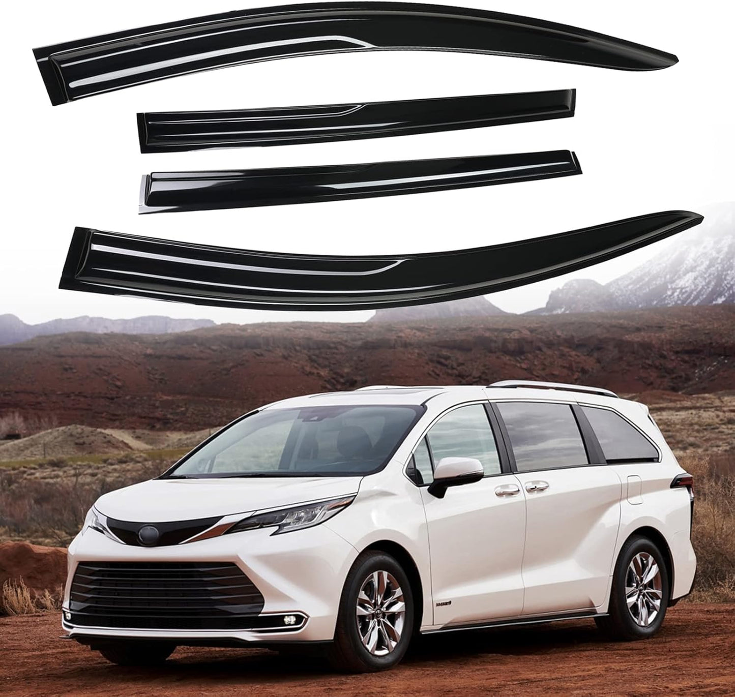 4pcs Window Visor Fit compatible with 2016-2021 Honda Civic Window Vent Deflector Visors
