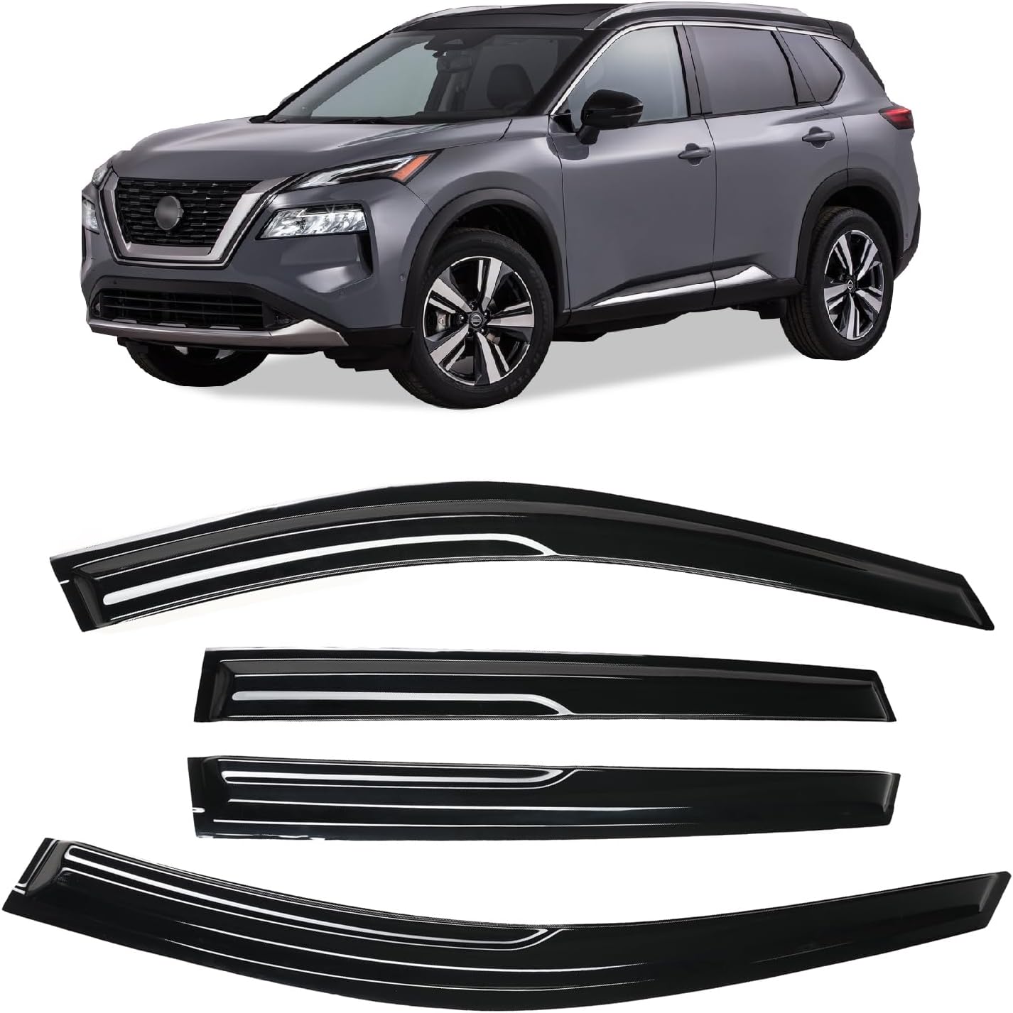 4pcs Window Visor Fit compatible with 2016-2021 Honda Civic Window Vent Deflector Visors