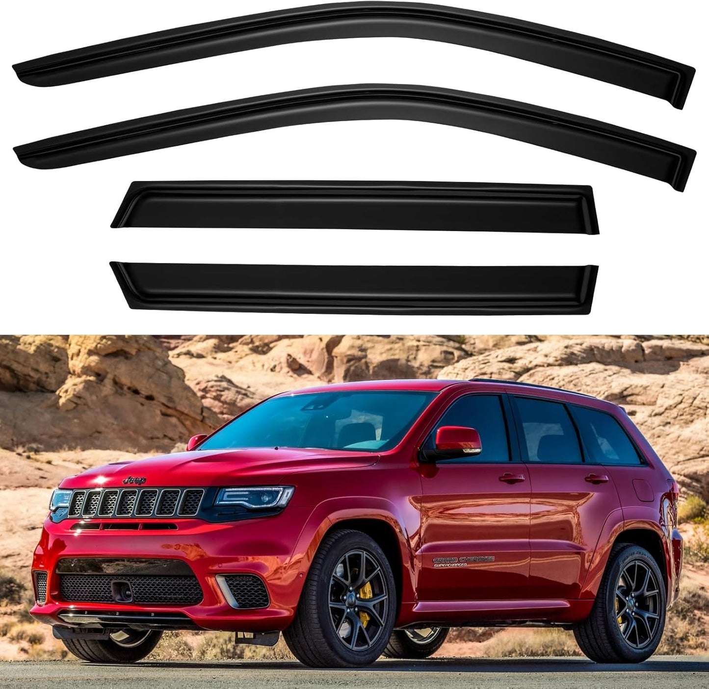 Window Visors Rain Guards for Chevy Tahoe/GMC Yukon 2000-2006, Out-Channel Window Vent Wind Deflectors Visors Shades for 2002-2006 Cadillac Escalade