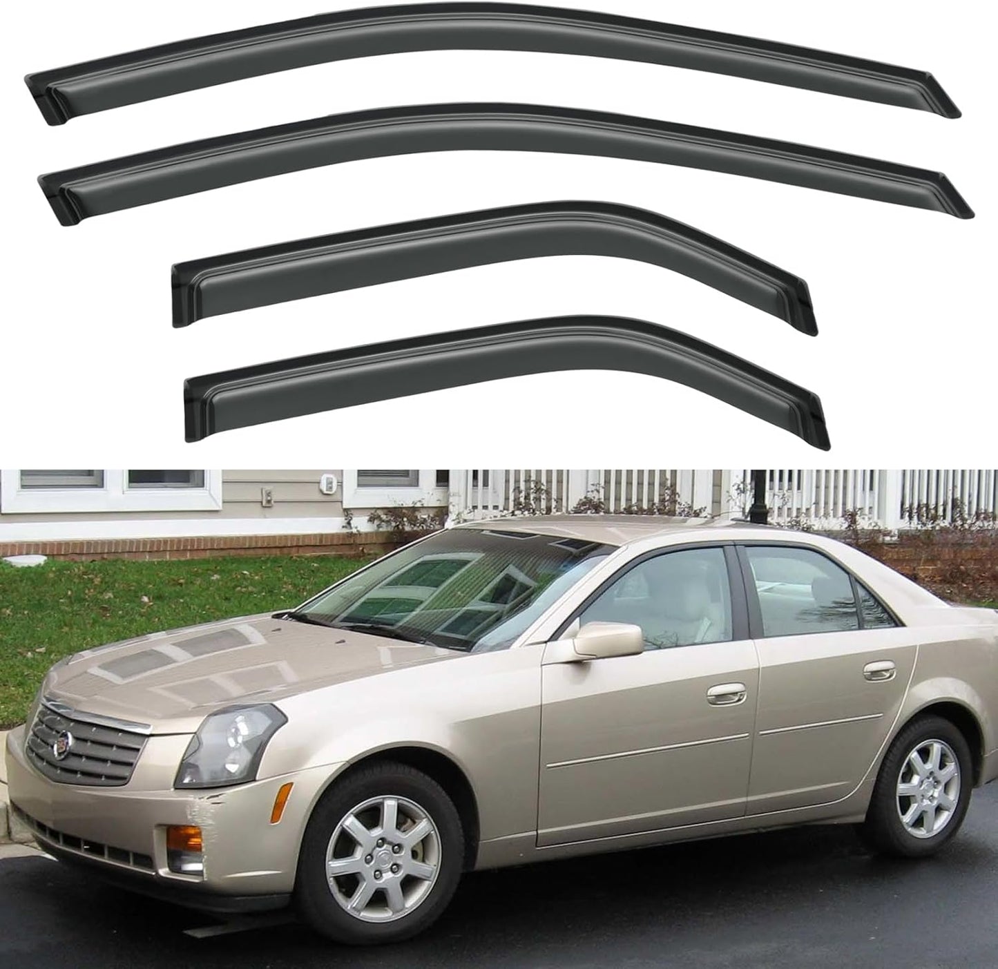 Window Visors Rain Guards for Chevy Tahoe/GMC Yukon 2000-2006, Out-Channel Window Vent Wind Deflectors Visors Shades for 2002-2006 Cadillac Escalade
