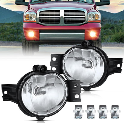 Fog Lights Assembly Compatible with 1994 1995 1996 1997 1998 1999 2000 2001 Dodge Ram 1500 2500 3500 2002 RAM 2500 3500 Pick Up Truck Clear w/881 12V Halogen Bulbs