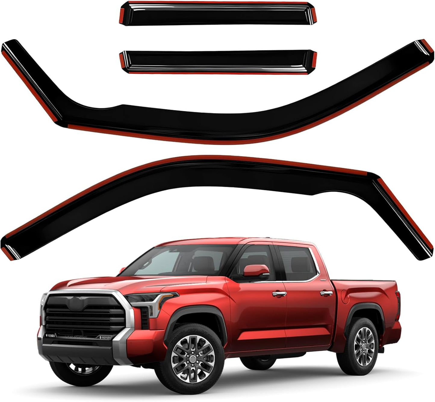 4pcs Rain Guards for 2024-2026 Toyota Tacoma Double Cab, Easy-to-Install Rain Guards for Car Window - Out-Channel Vent Visors Accessories for Truck, Side Window Wind Deflectors & Visors