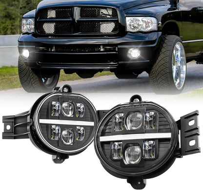 New Version LED Fog Light Compatible with Dodge Ram 1500 2002-2008 Dodge Ram 2500/3500 Pickup Truck 2003 2004 2005 2006 2007 2008 2009-1 Pair Black