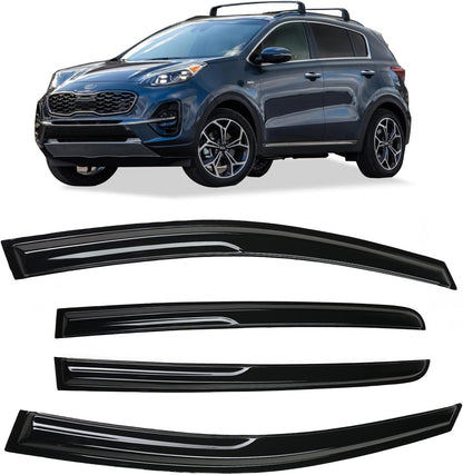 4pcs Window Visor Fit compatible with 2016-2021 Honda Civic Window Vent Deflector Visors