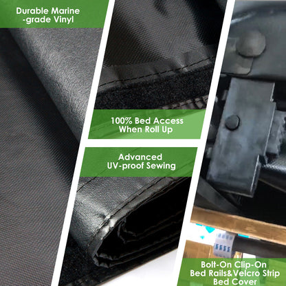 6.5FT Roll Up Truck Bed Soft Tonneau Cover compatible with 2007-13 Toyota Tundra Waterproof