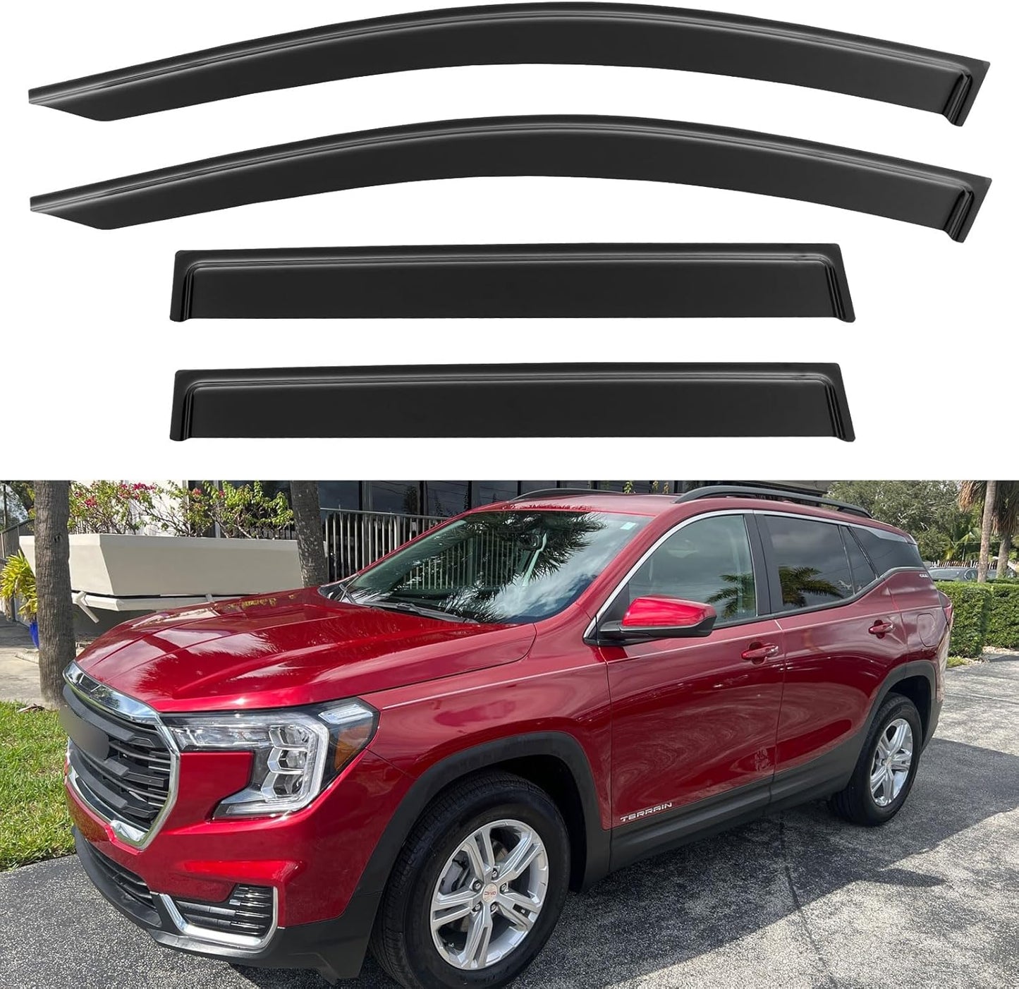 Window Visors Rain Guards for Chevy Tahoe/GMC Yukon 2000-2006, Out-Channel Window Vent Wind Deflectors Visors Shades for 2002-2006 Cadillac Escalade