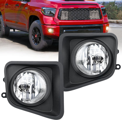 Fog Lights Assembly Compatible with 2001 2002 2003 2004 2005 2006 2007 Toyota Sequoia 2000-2006 Tundra(NOT fit steel front bumper models) w/9006 12V 51W Bulbs Clear Lens