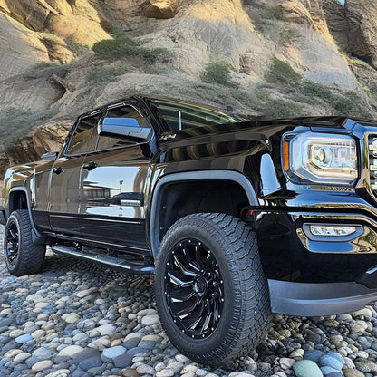 Tape On Side Window Deflectors Vent Window Visor for 2015-2018 Chevy Silverado & GMC Sierra 1500 2500HD 3500HD Double/Extended Cab Rain Guards Sun Shade 4PC-Set Truck Accessories