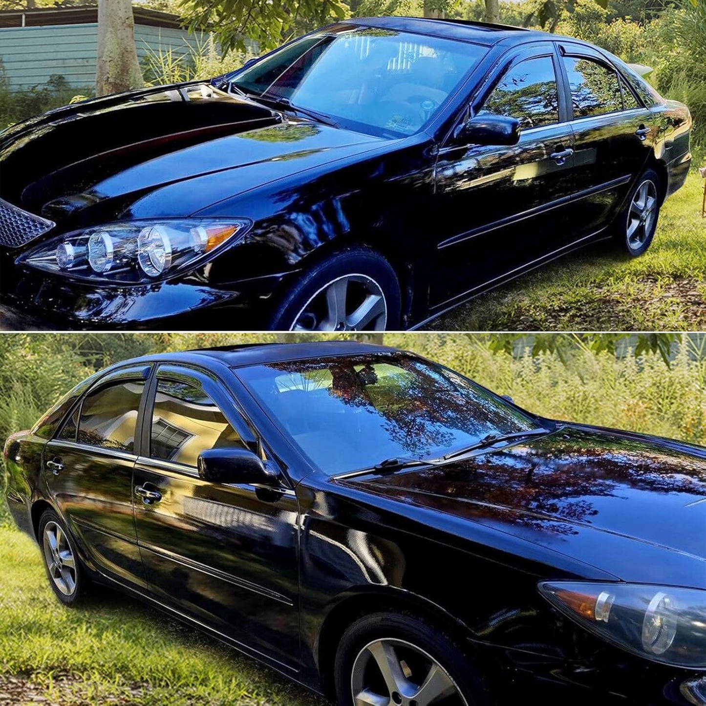 4pcs Window Visors Compatible with 2002-2006 Toyota Camry 4Dr Sedan, Slim Style Tape On- Smoke Tint Acrylic, 2003 2004 2005