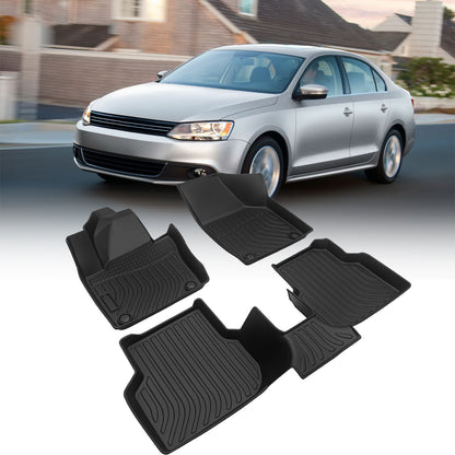 Car Floor Mats compatible with 2012-2018 Volkswagen Jetta Black All-Weather TPE Rubber