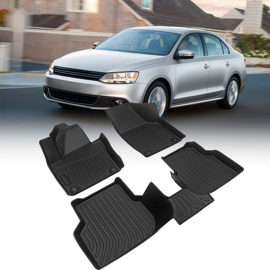 Car Floor Mats compatible with 2012-2018 Volkswagen Jetta Black All-Weather TPE Rubber