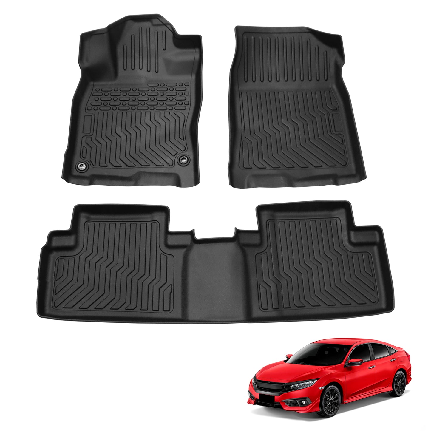 Car Floor Mats compatible with 17-21 Honda Civic Si & 16-21 Civic All-Weather Liner