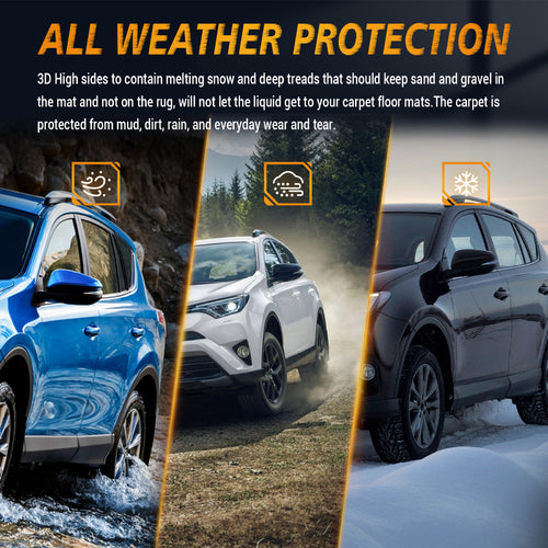 Car Floor Mats Floor Liners compatible with 2013-2018 Toyota RAV4 All Weather TPE Rubber