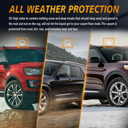 All Weather 3D Floor Mats compatible with 2020 2021 2022 2023 Ford Explorer TPE 4PCS Liners