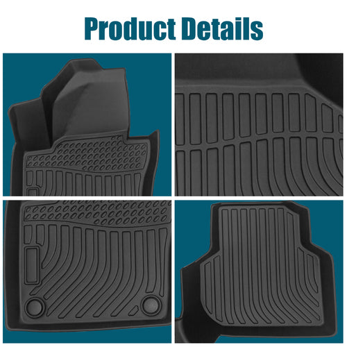 Car Floor Mats compatible with 2012-2018 Volkswagen Jetta Black All-Weather TPE Rubber