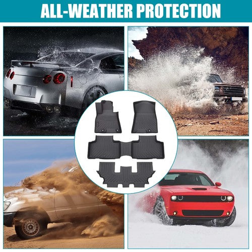 TPE Floor Mats compatible with 2021-2022 Genesis GV80 7 Seat