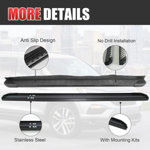 Side Step Nerf Bars Running Boards compatible with 2016-2022 Honda Pilot Aluminum,L+R