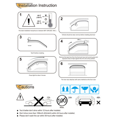 4pcs Outside Mount Style Window Visor compatible with 2008-2013 Toyota Highlander